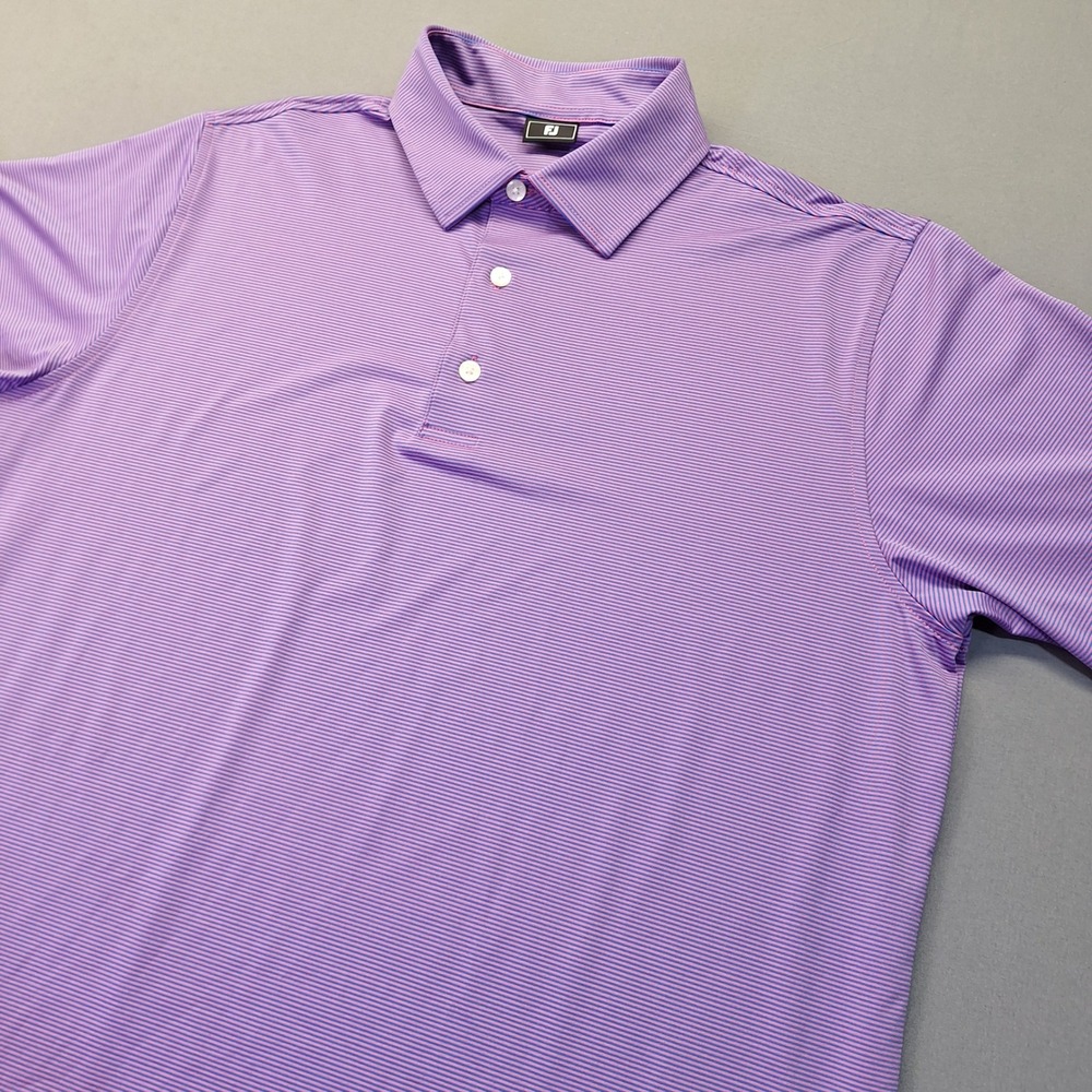 FootJoy Mens ProDry Striped Golf Polo Shirt Purple Blue Large 30459